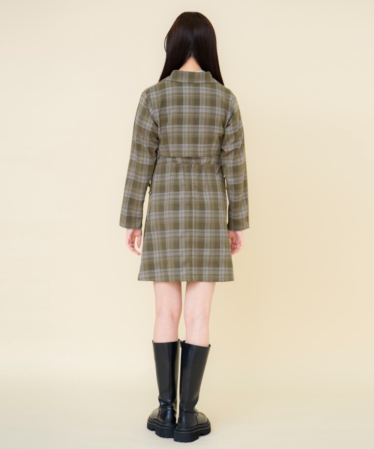 【セットアップ可能】チェックドロストミニワンピース