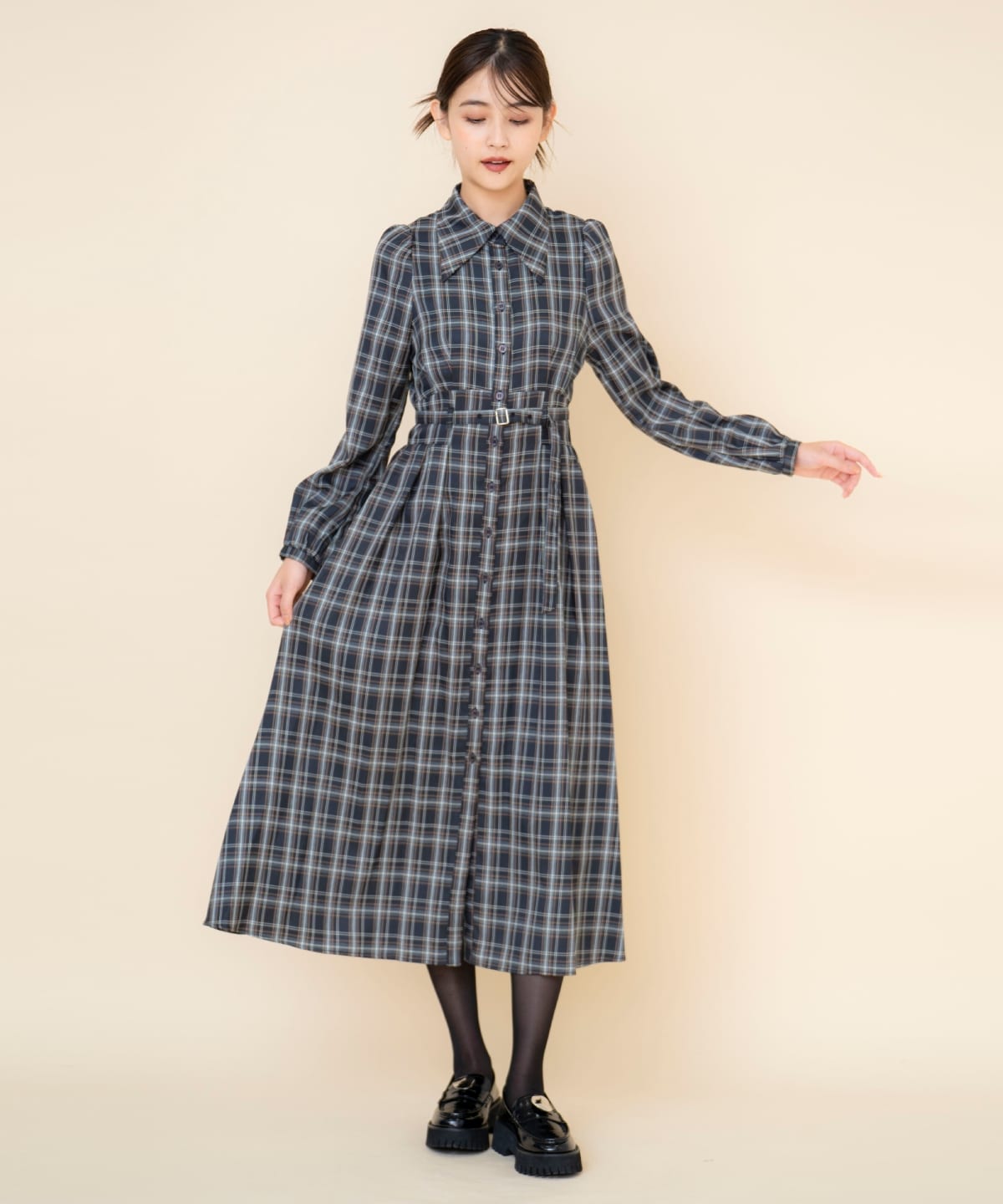 チェックシャツワンピース