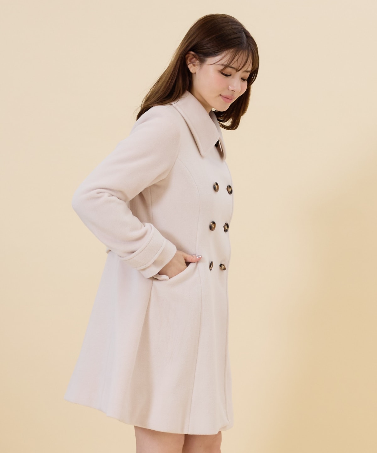 ウールライクダブルミドルコート