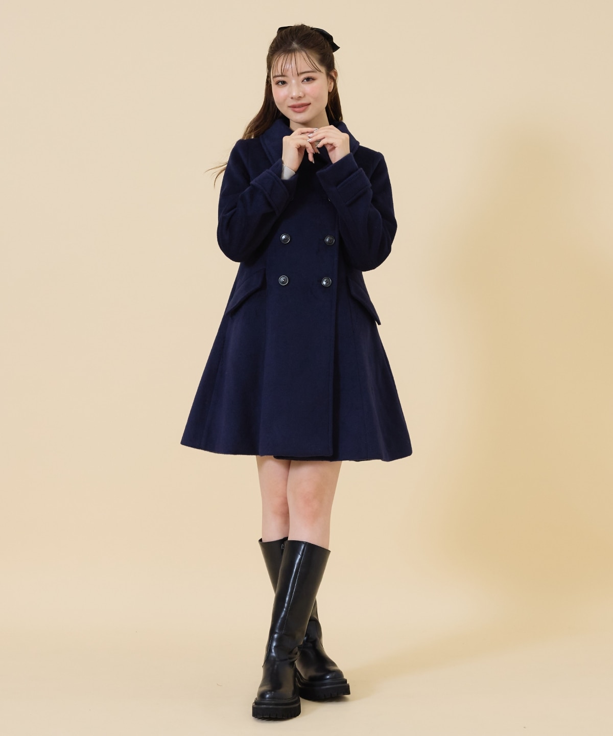 ウールライクダブルミドルコート