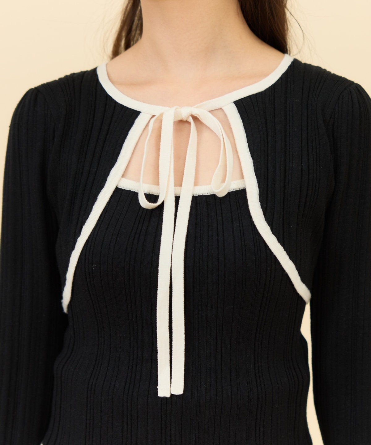 ボレロレイヤードデザインニット