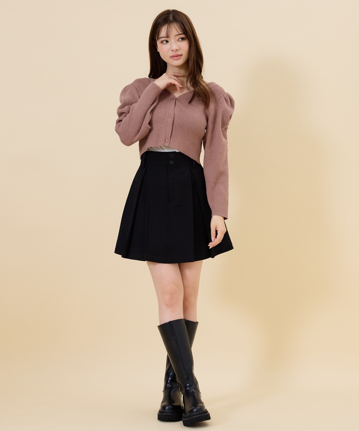 ボリュームショルダーリブカーディガン