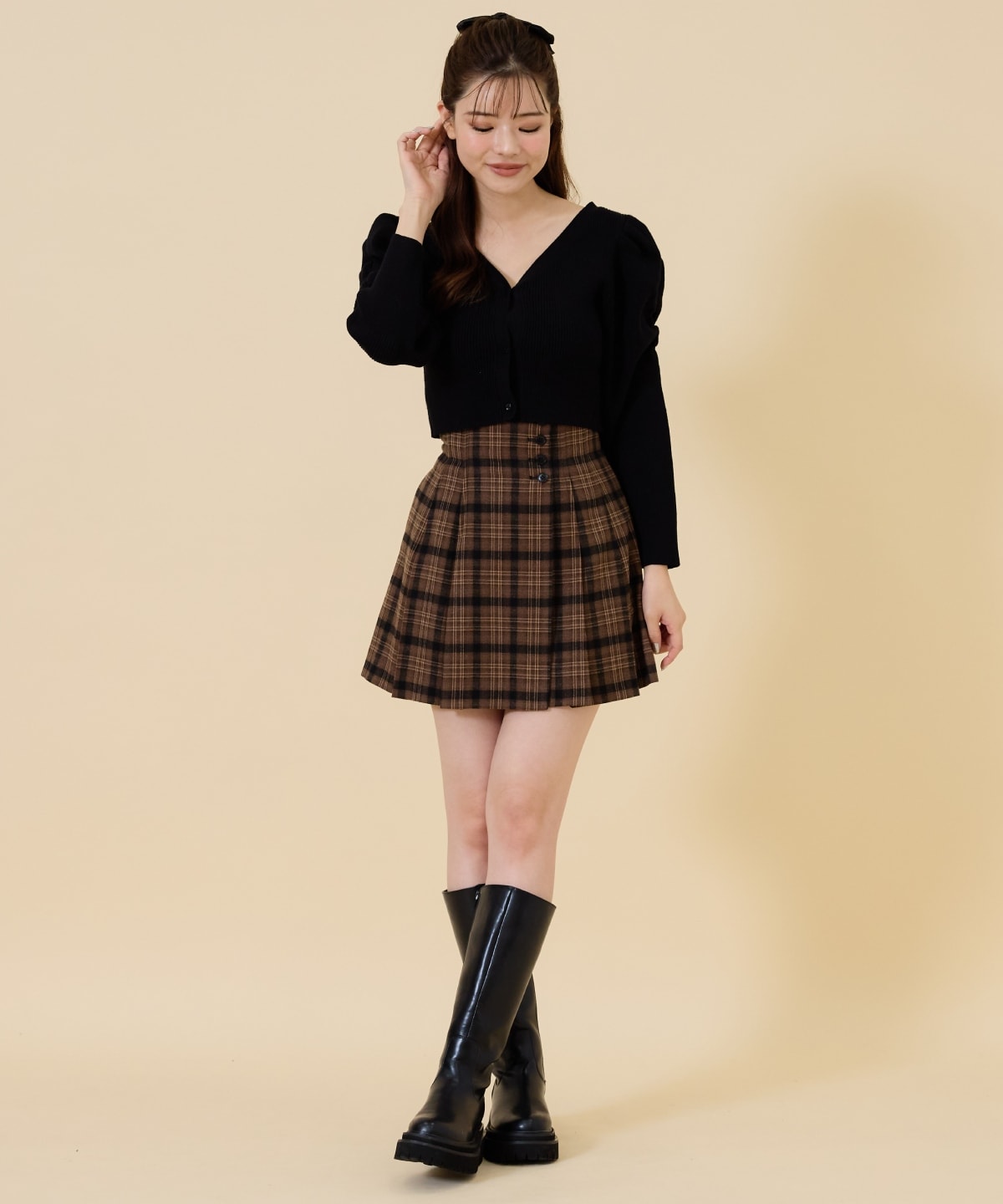 ボリュームショルダーリブカーディガン