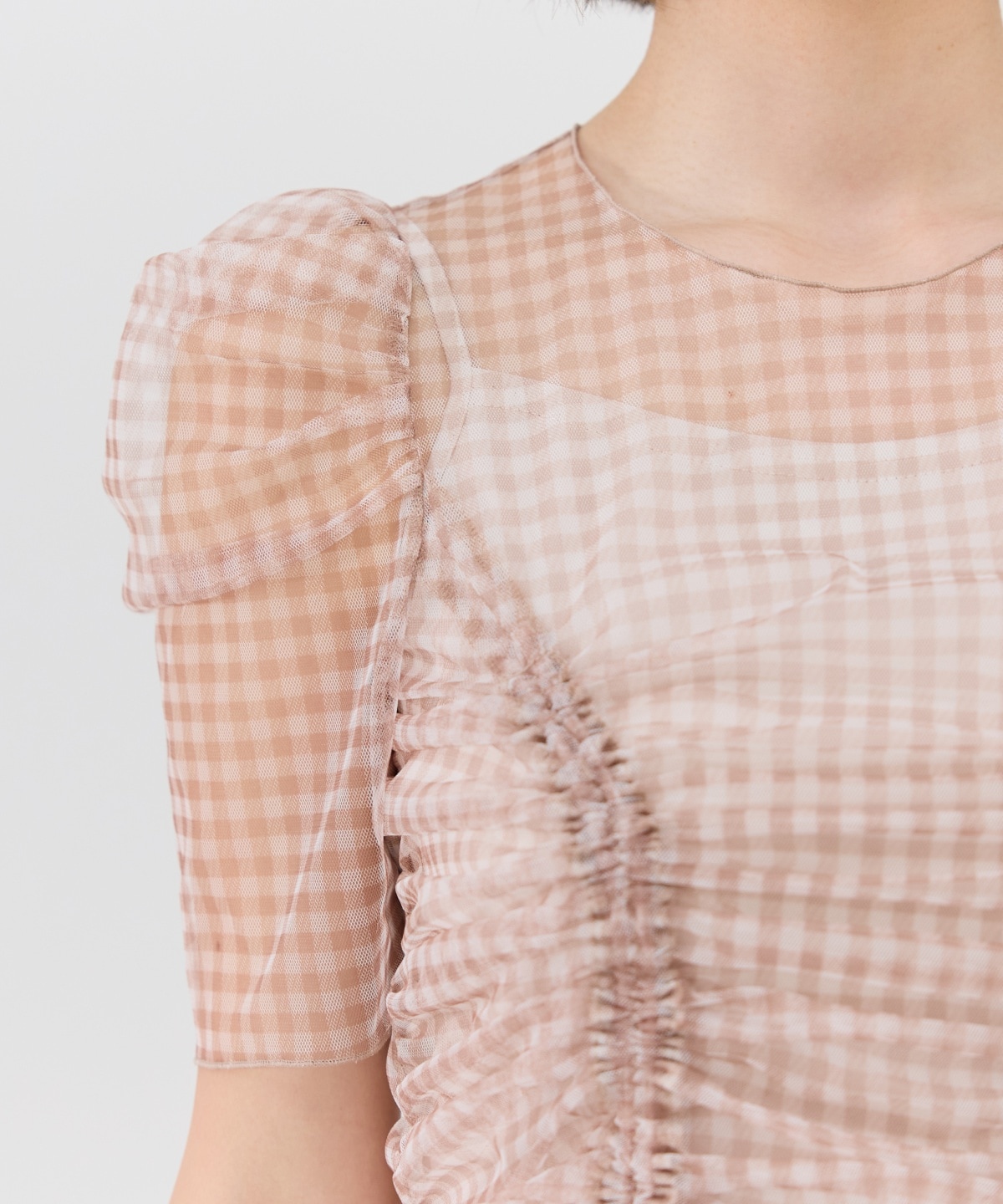 ギンガムチェックチュールトップス