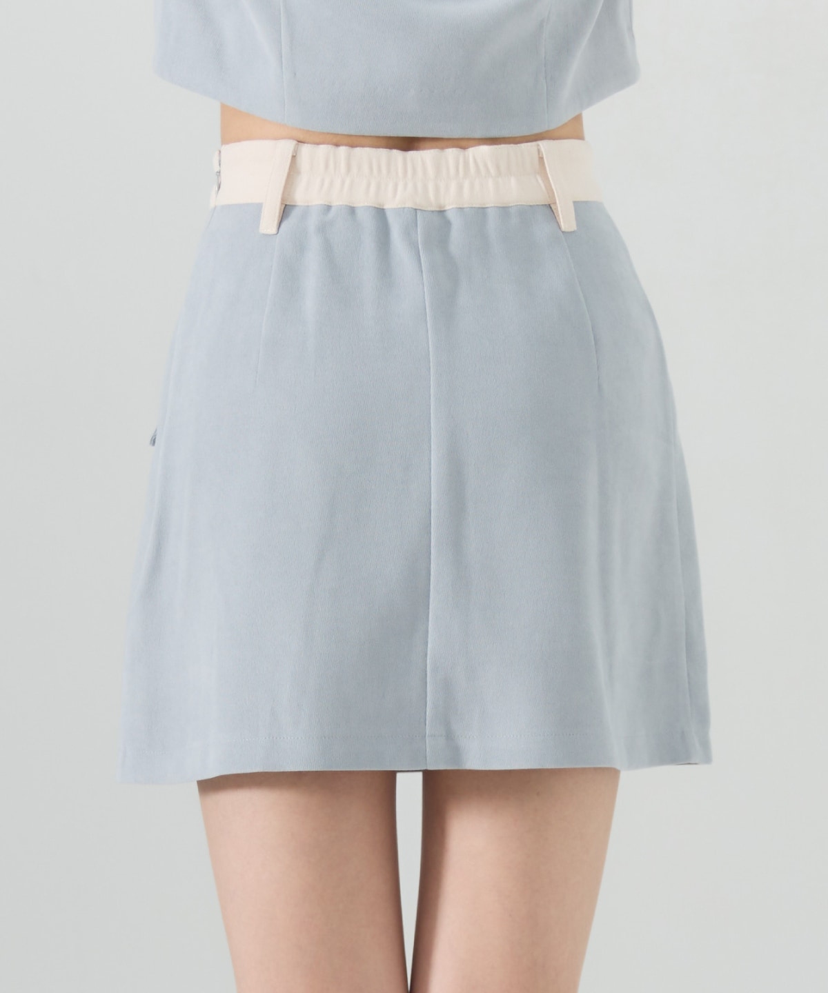 【セットアップ可能】ダブルボタンバイカラーミニスカート