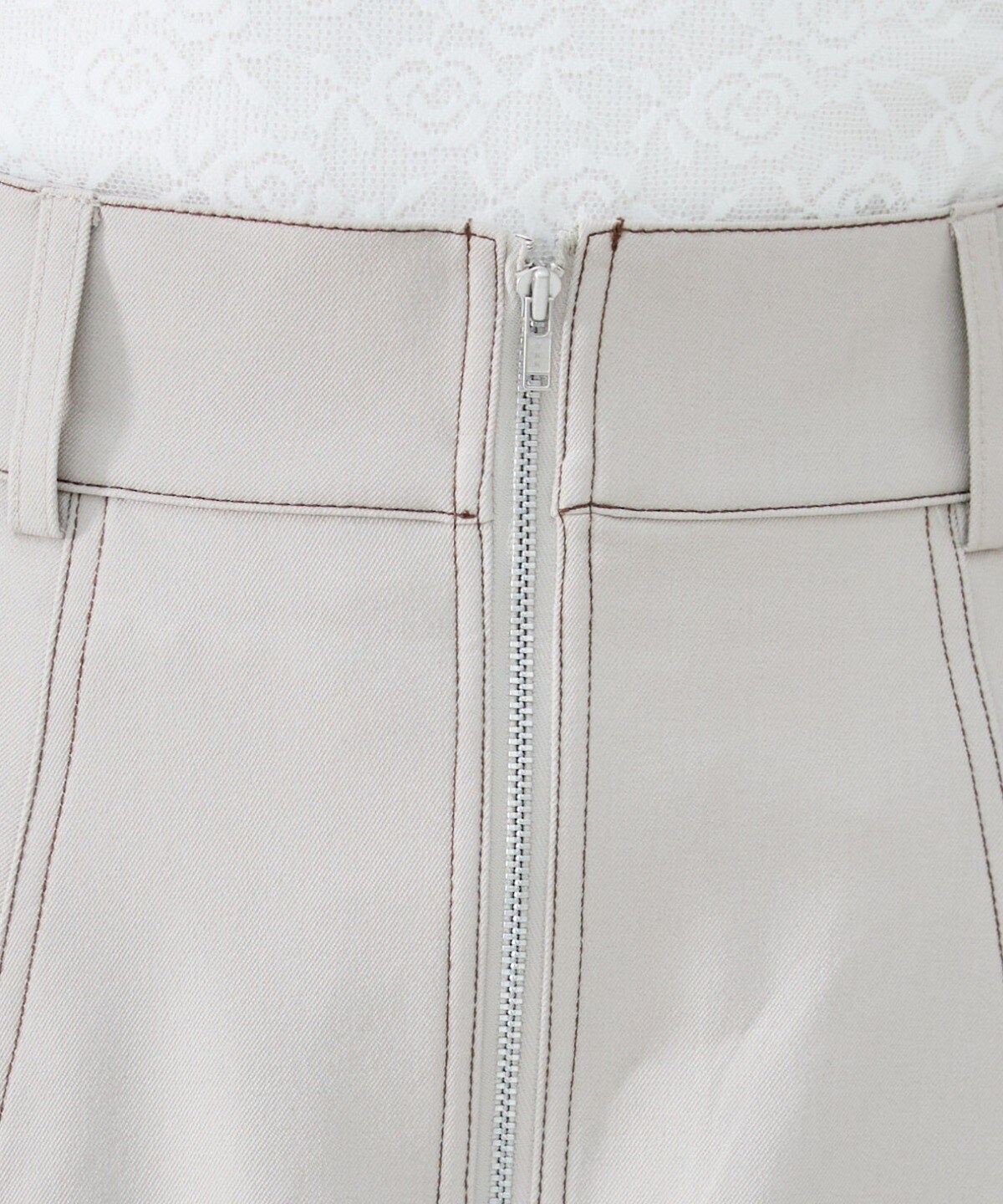 【セットアップ可能】バイカラーステッチフレアミニスカート