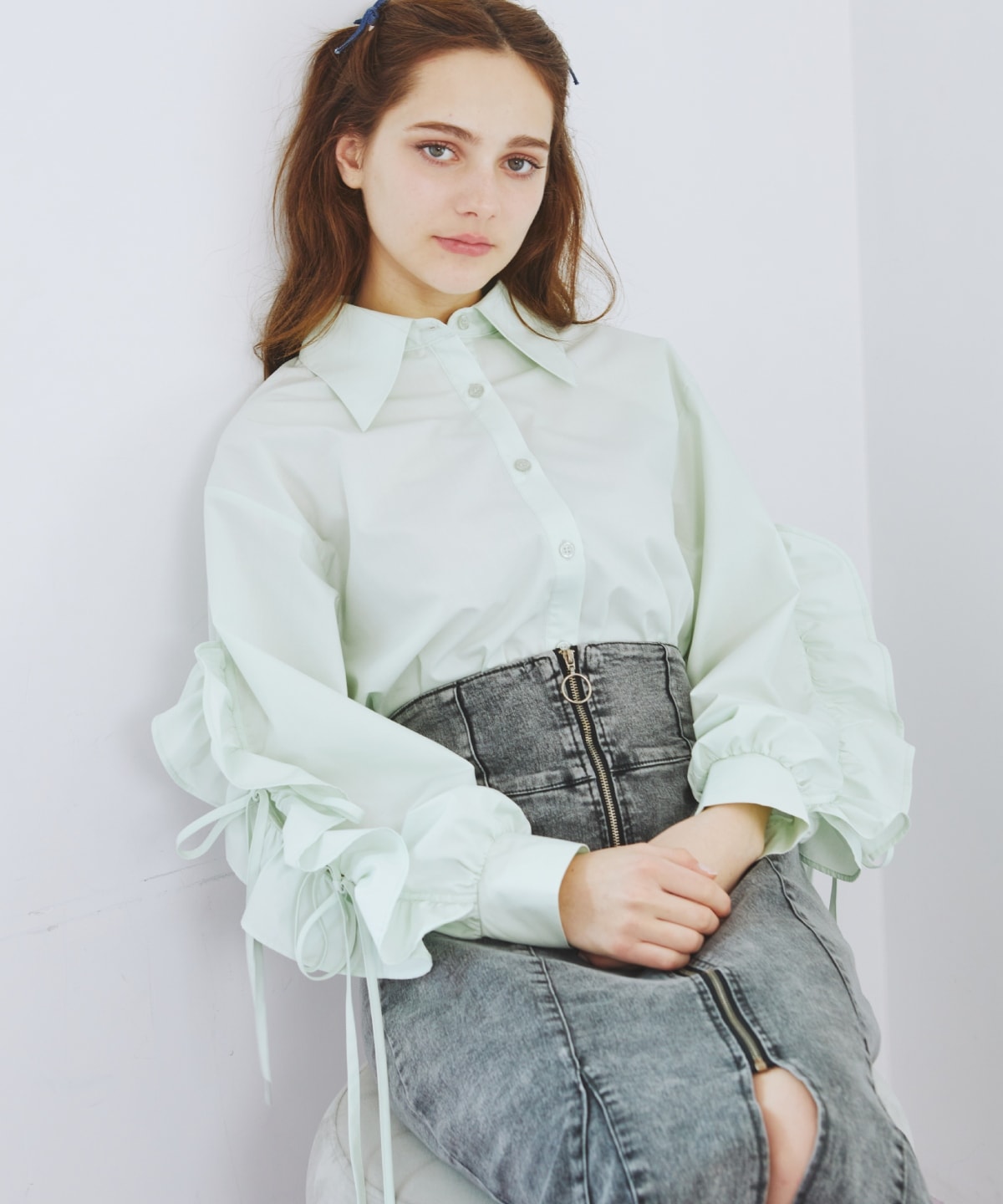 フロントジップデニムマーメイドスカート