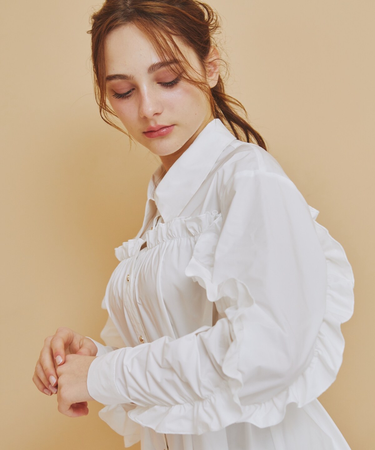 フリルシャツワンピース