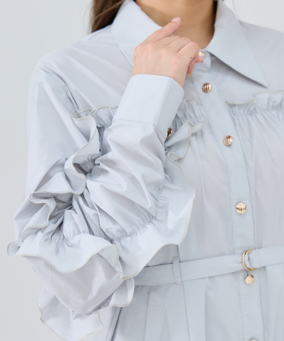 フリルシャツワンピース