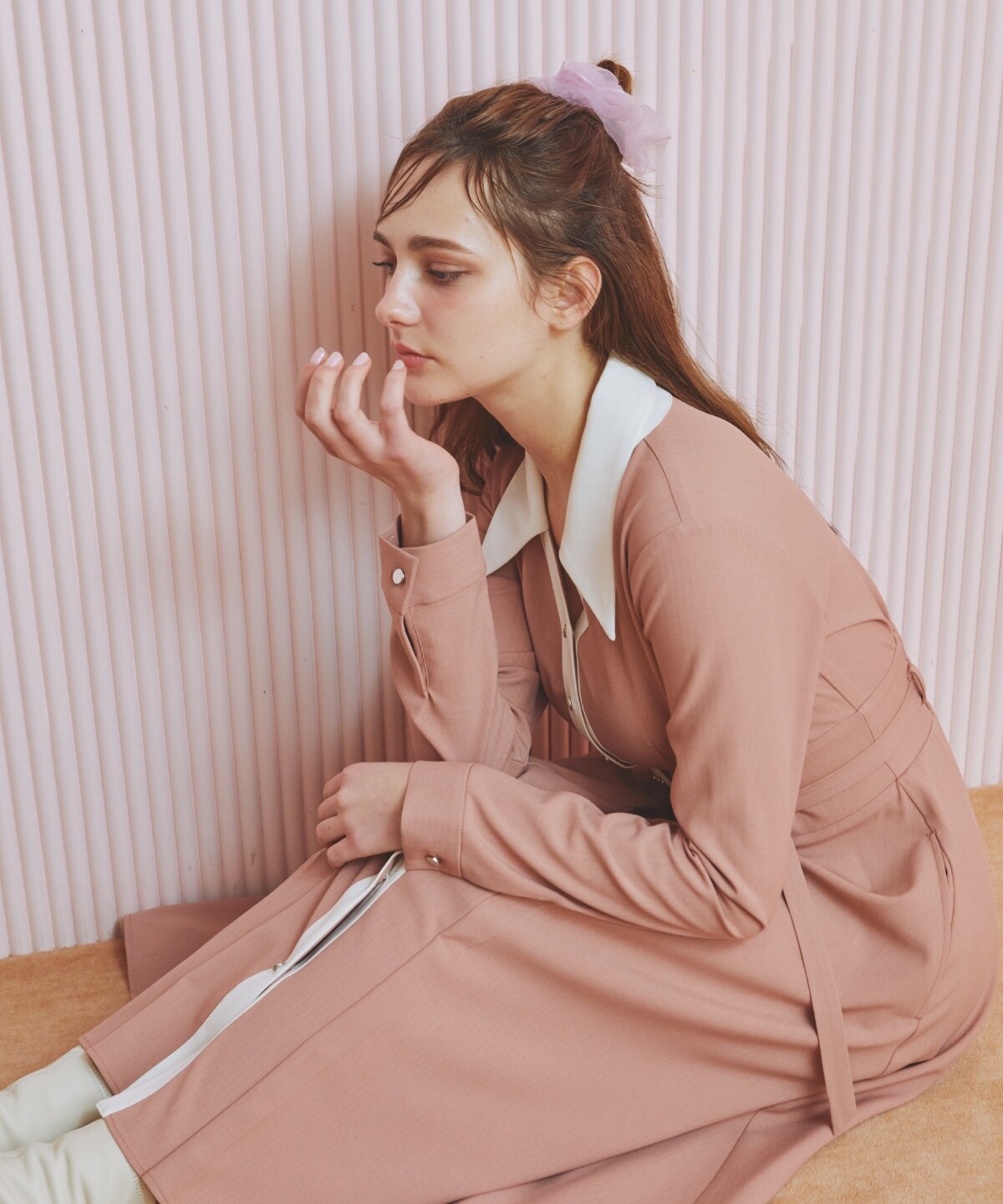 バイカラースキッパーシャツワンピース