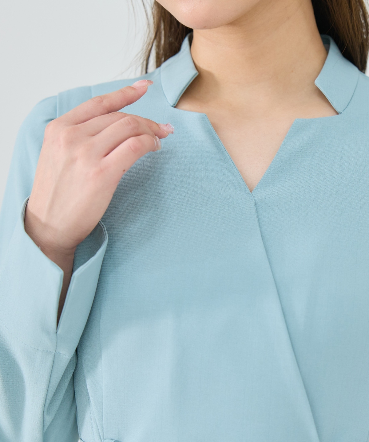 シャドウラメストライプカシュクールワンピース