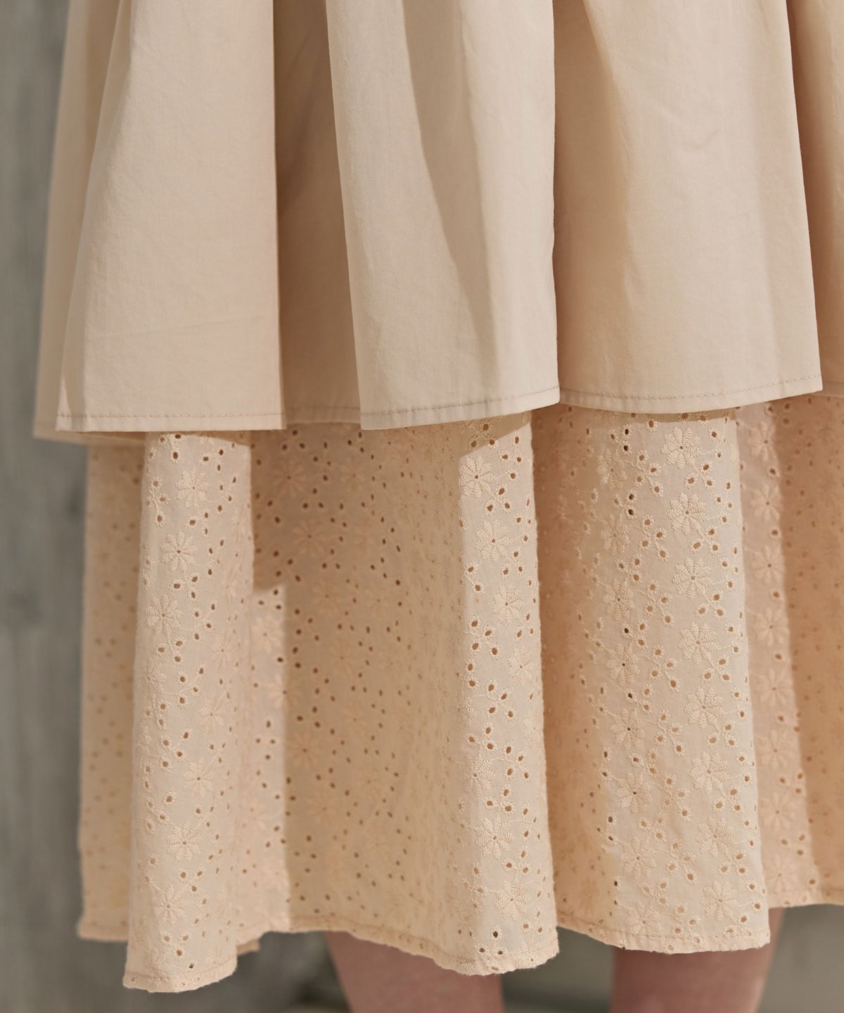 コットンレースティアードワンピース