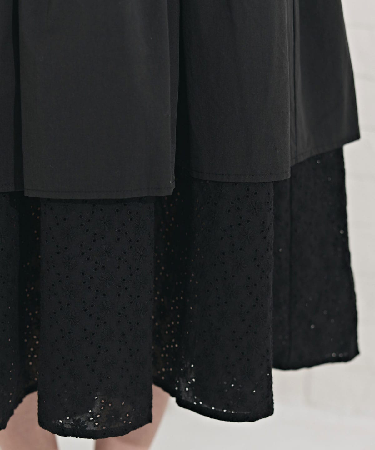 コットンレースティアードワンピース