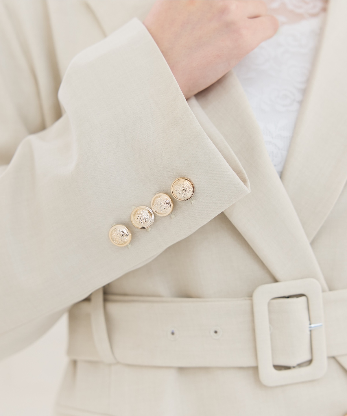 【セットアップ可能】ベルテッドダブルジャケット