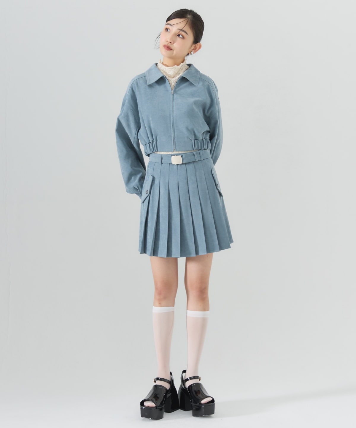 【セットアップ可能】フロントジップショートブルゾン