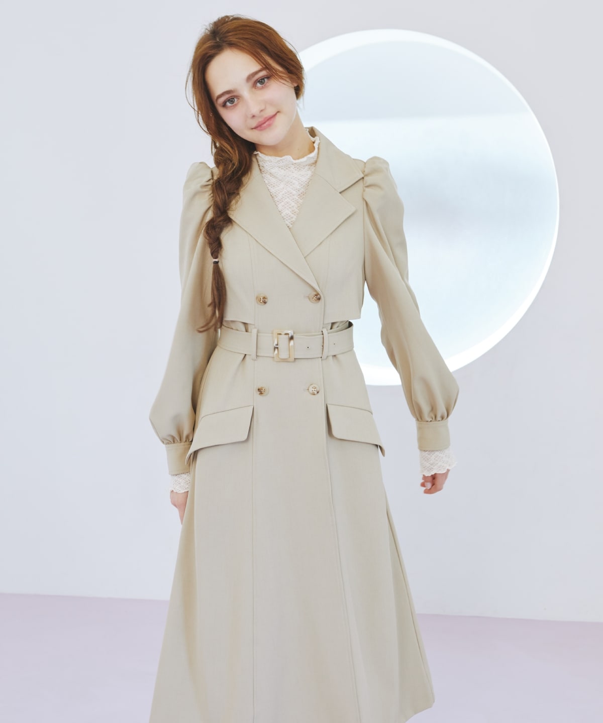 パフスリーブロングトレンチコート