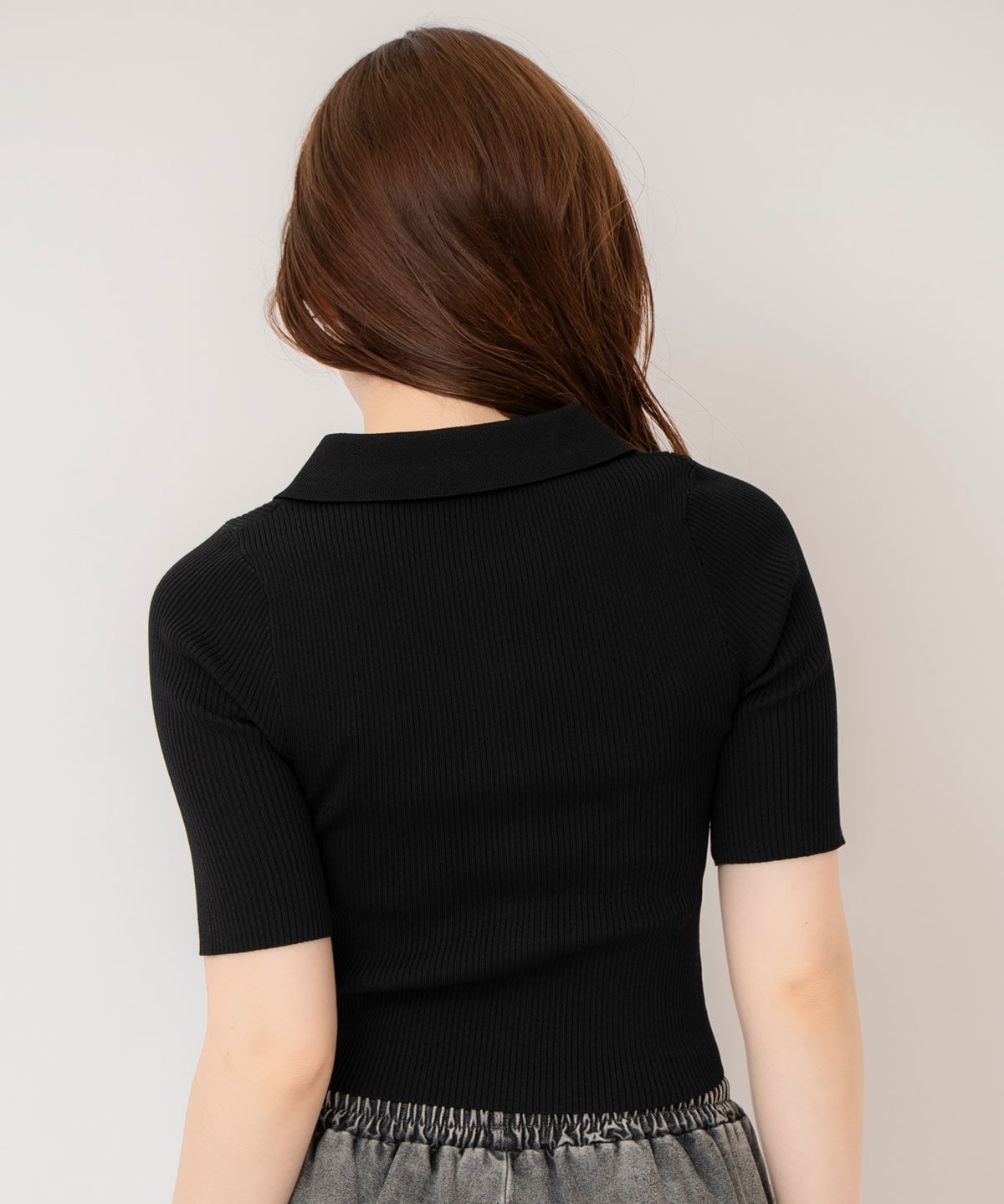 ZIPリブニットトップス
