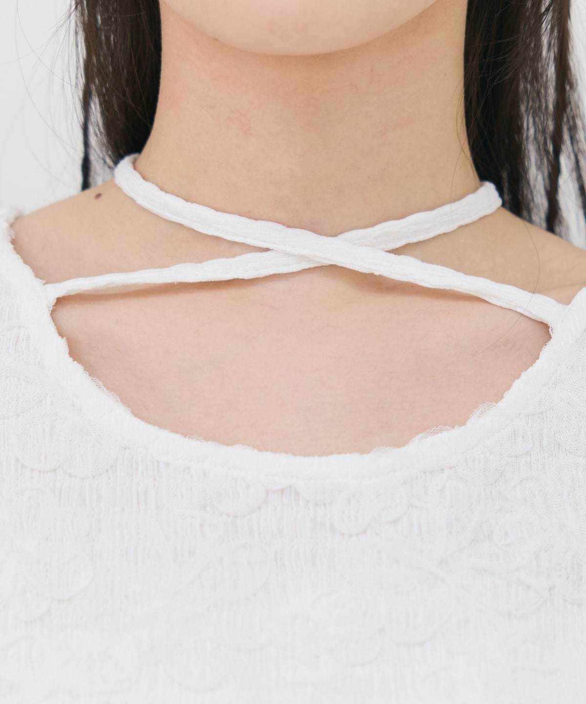 3DフラワーレースコンパクトTシャツ