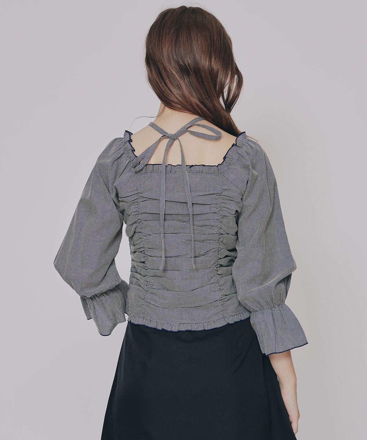 フロントZIPクロスギャザーブラウス