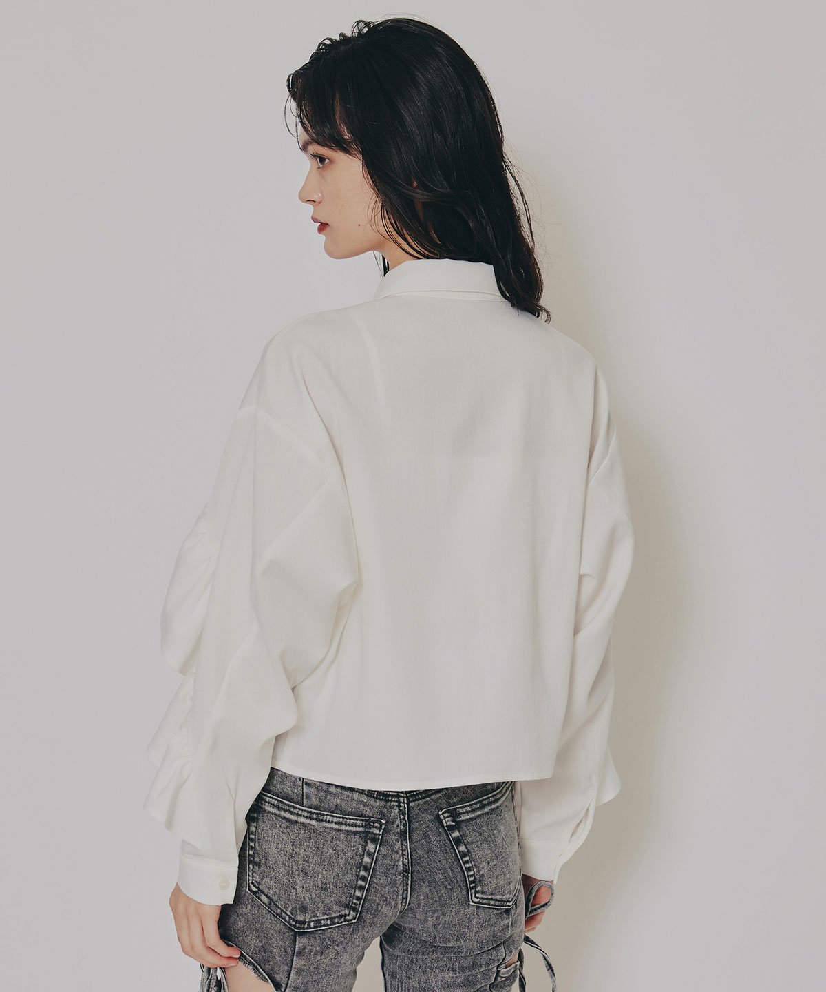 フリルラインストライプブラウス