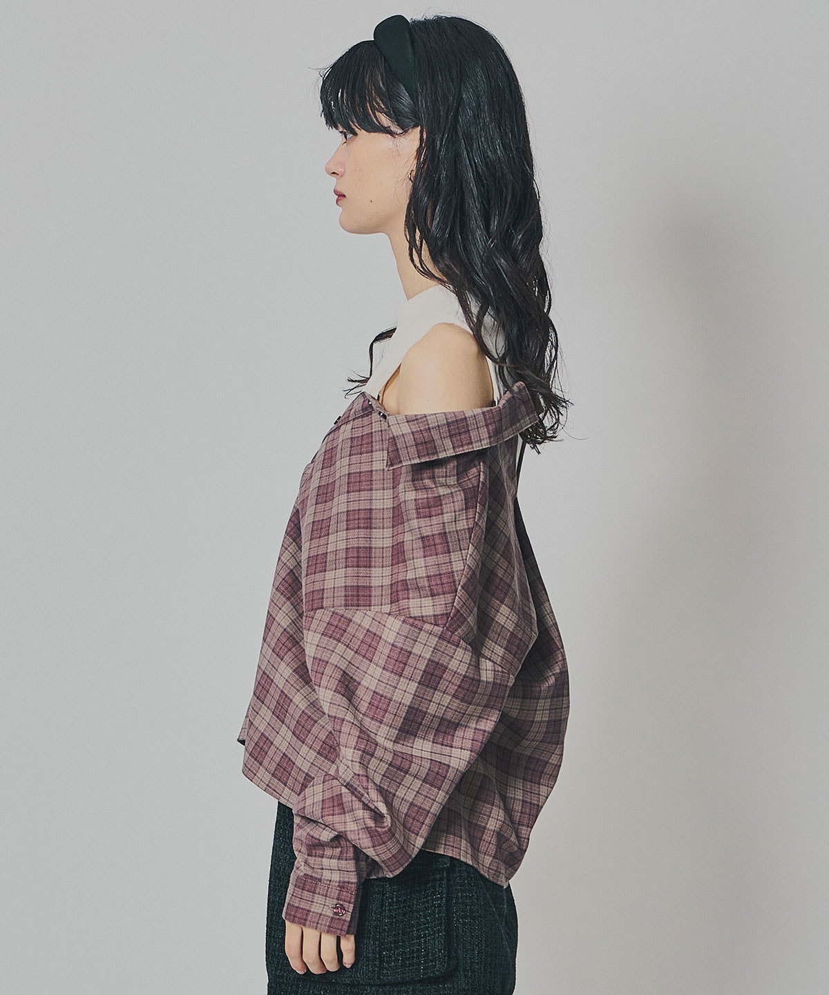 マルチウェイオフショルチェックシャツ×タンクトップ