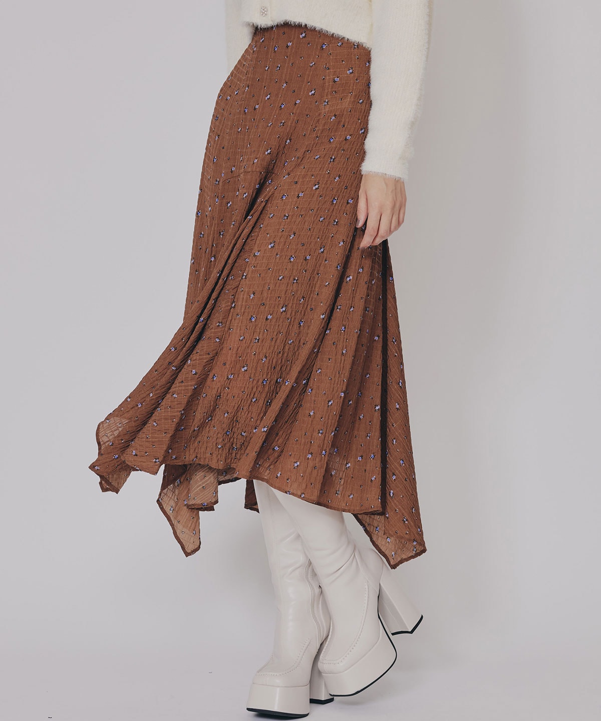 ミニフラワーイレヘムロングスカート