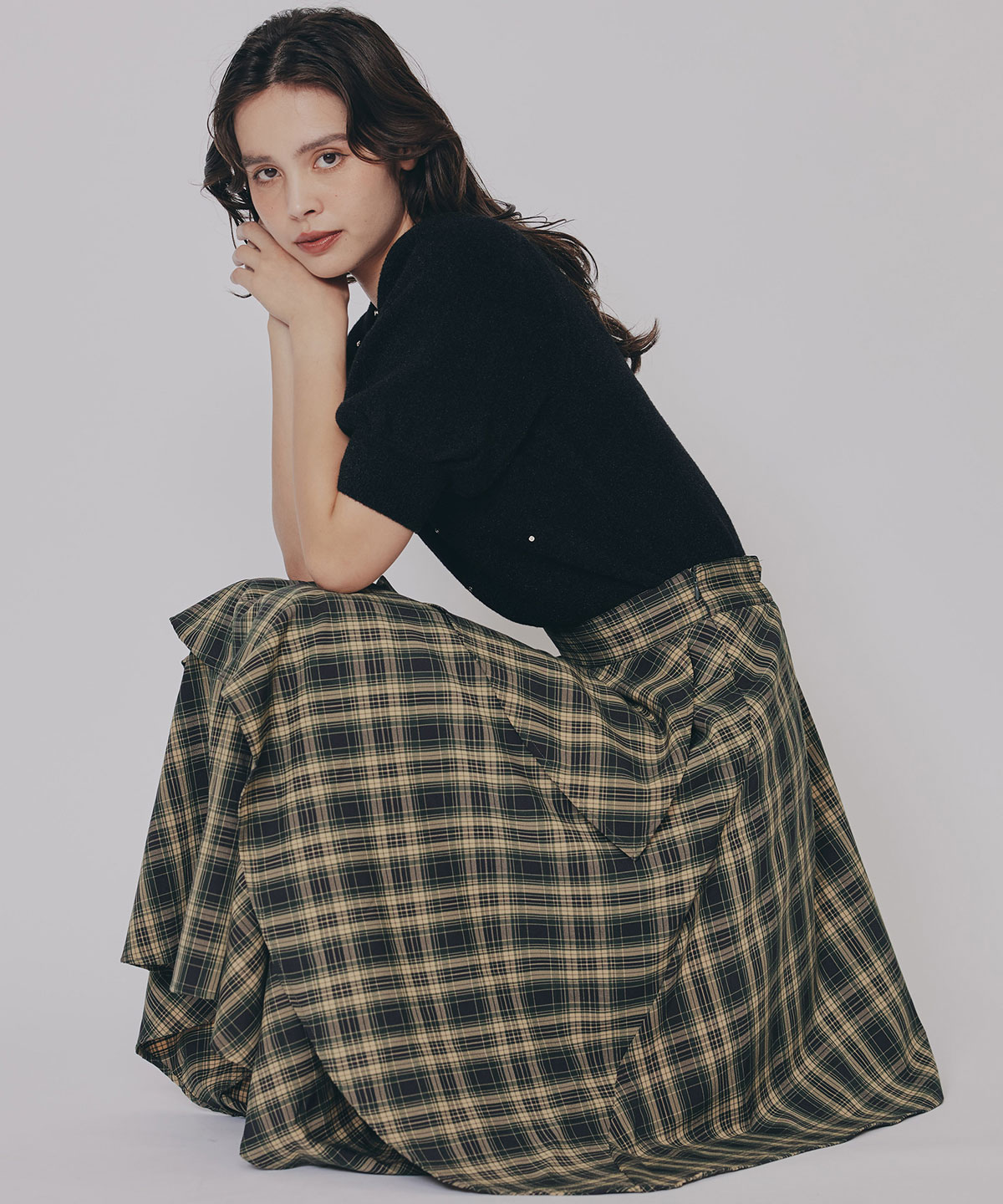タータンチェックティアードスカート