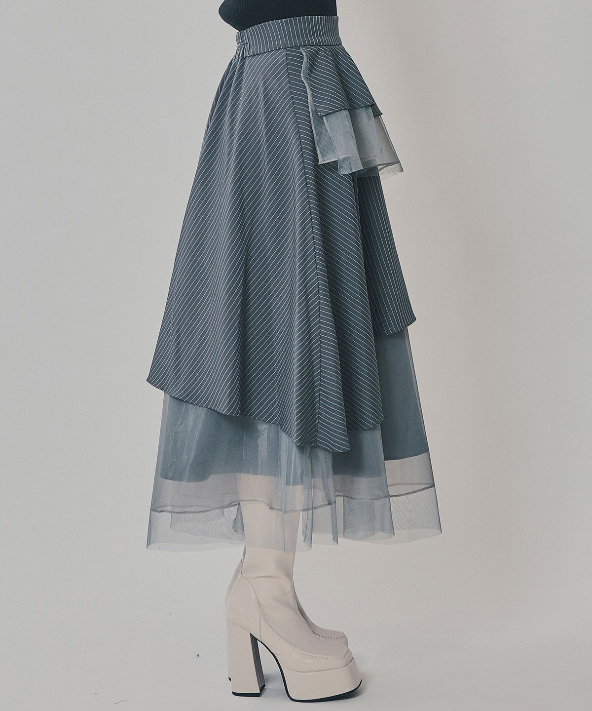 シアーMIXティアードスカート