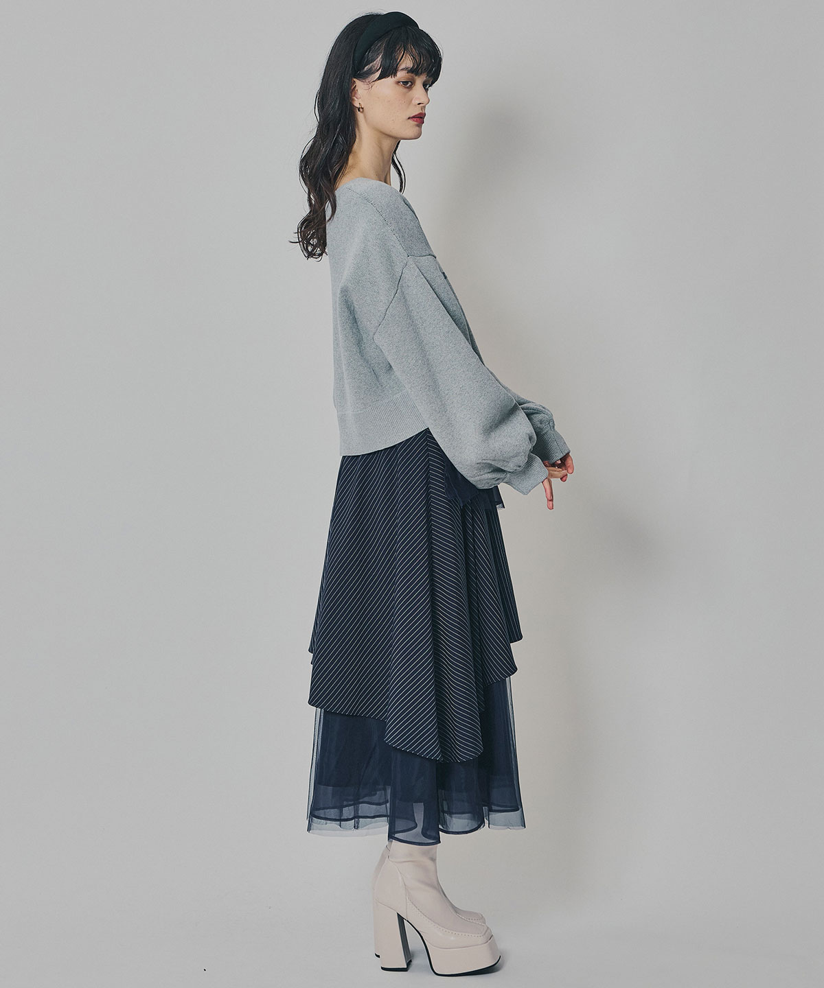 シアーMIXティアードスカート