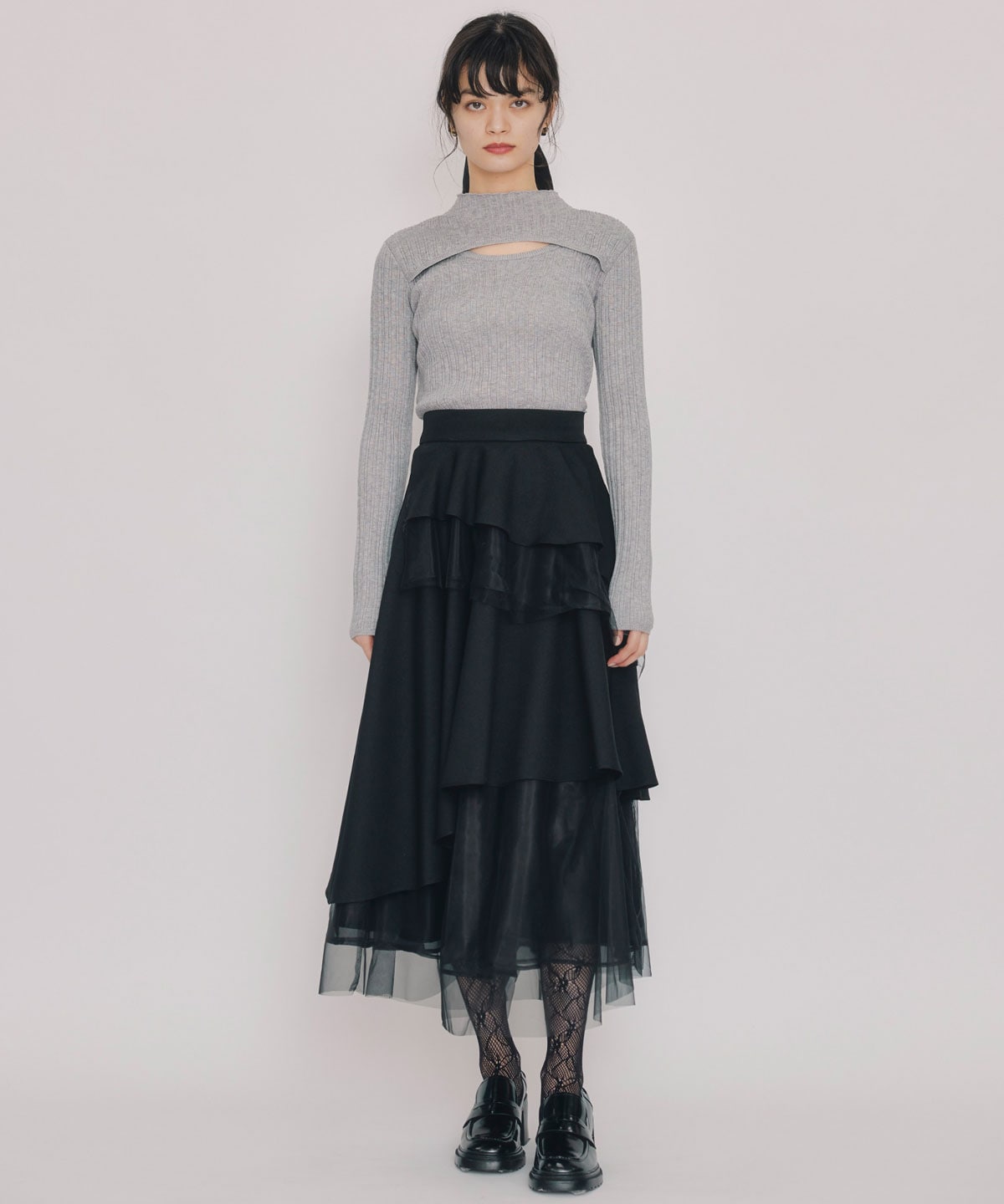 シアーMIXティアードスカート
