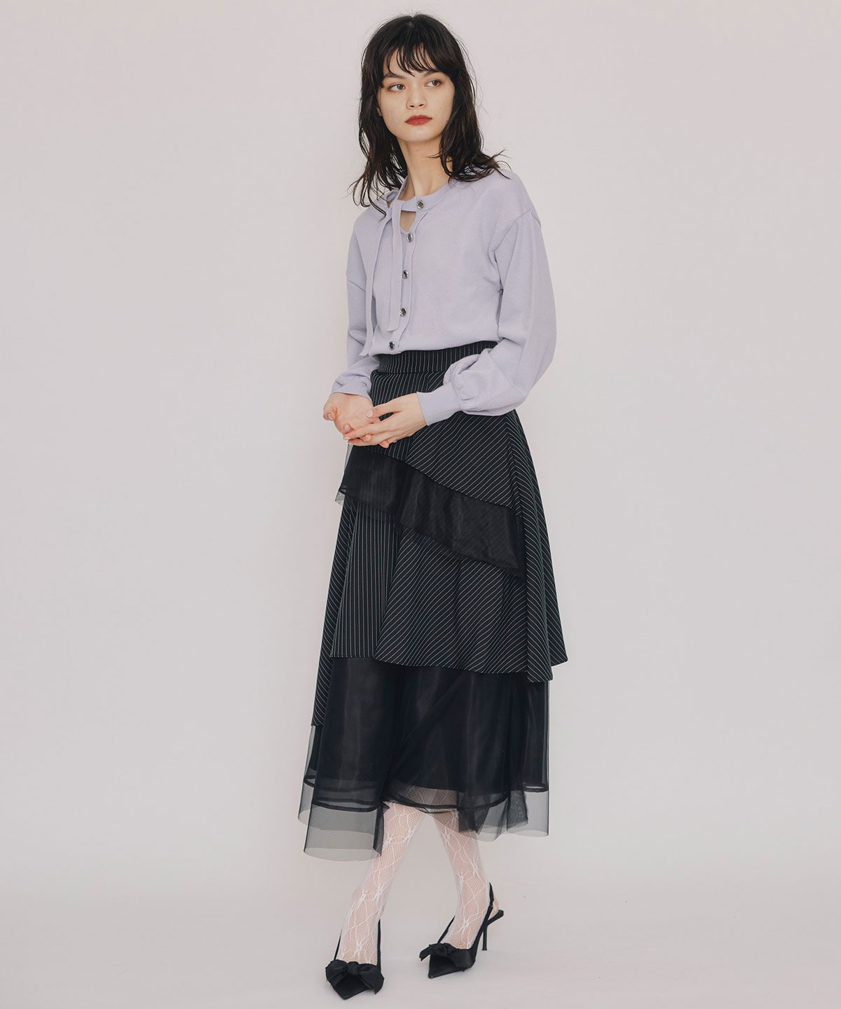 シアーMIXティアードスカート