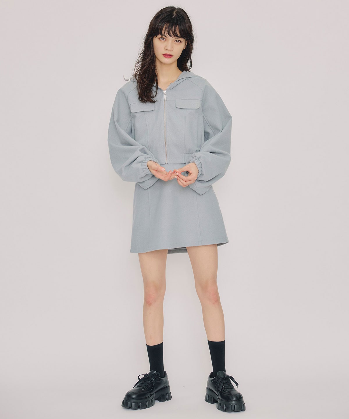 【セットアップ可能】ハイウエストフレアミニスカート