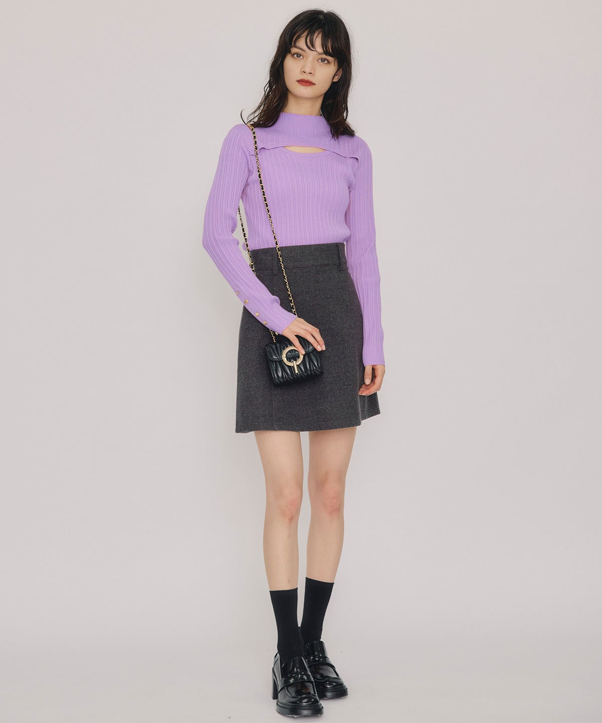 【セットアップ可能】ハイウエストフレアミニスカート