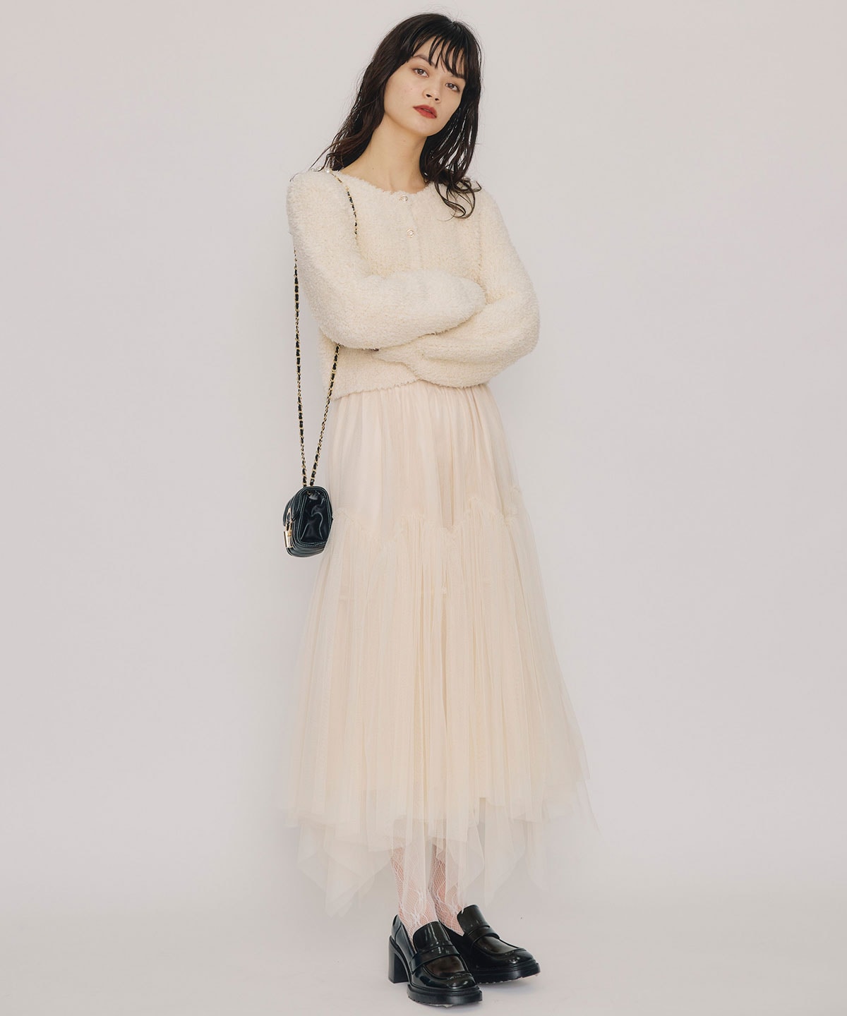 チュールフレアロングスカート