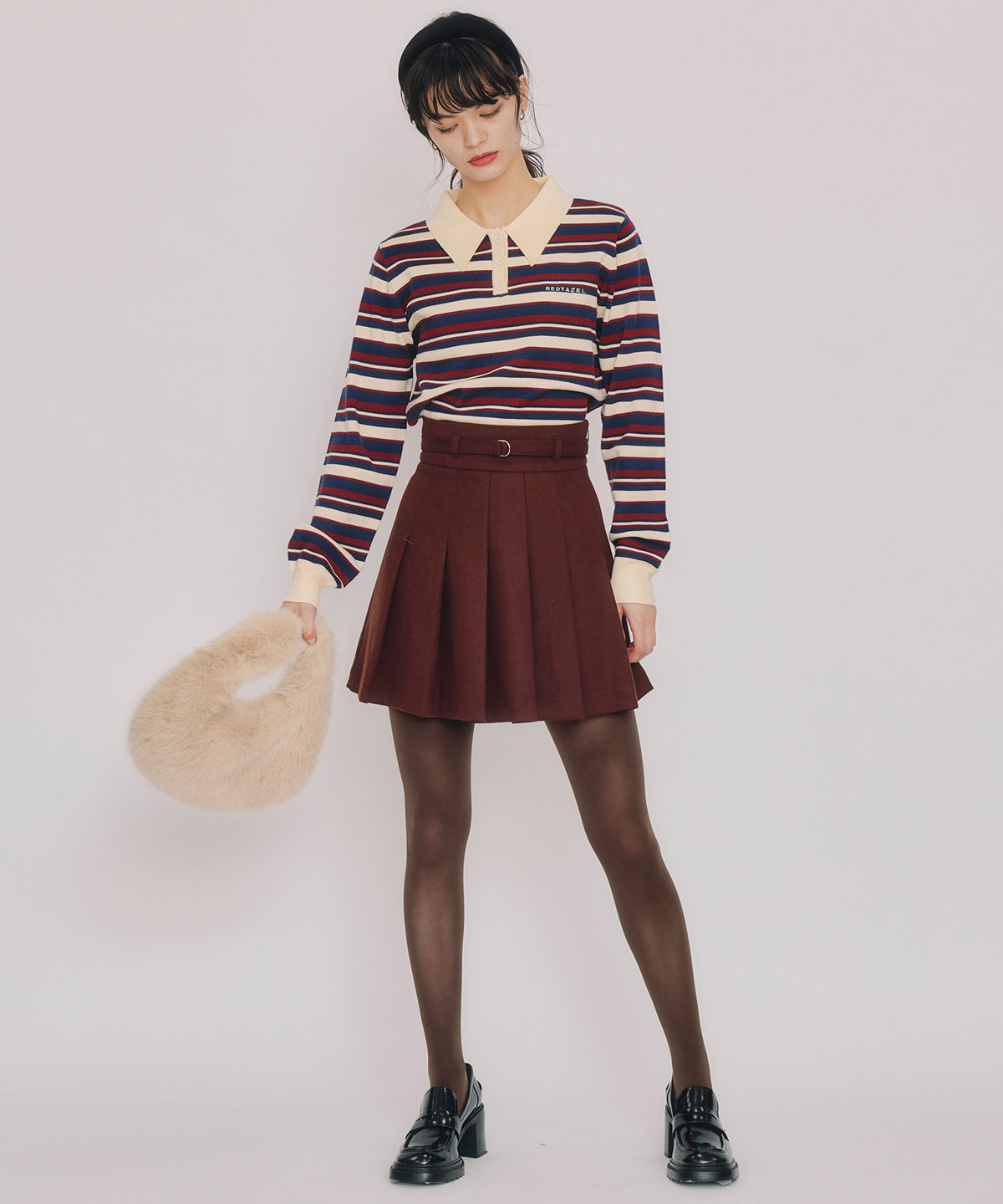 メルトンライクプリーツミニスカート