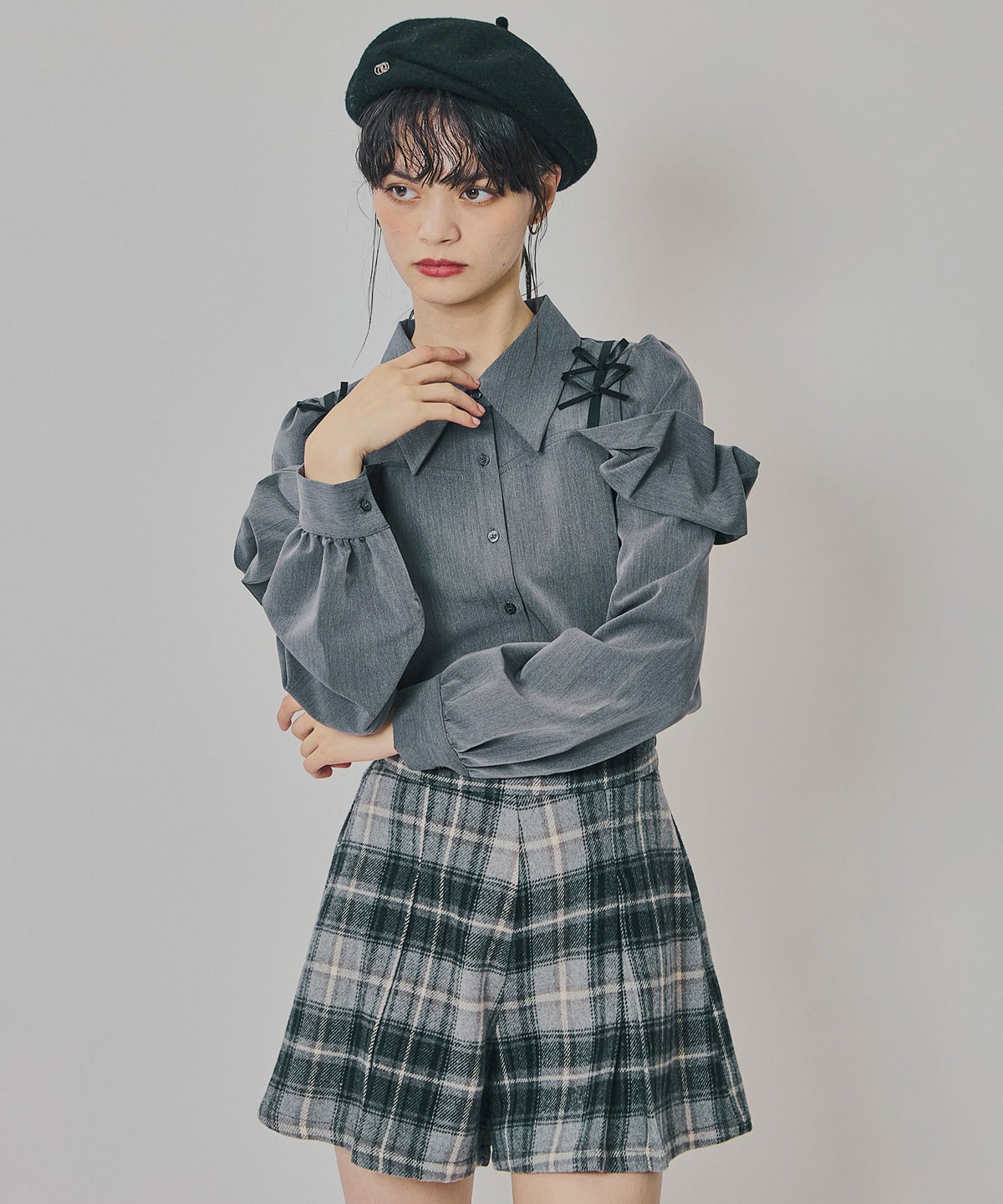 チェックタックショートパンツ