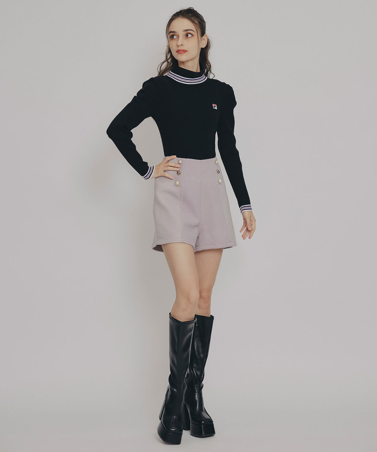 ハイウエストマルチボタンショートパンツ