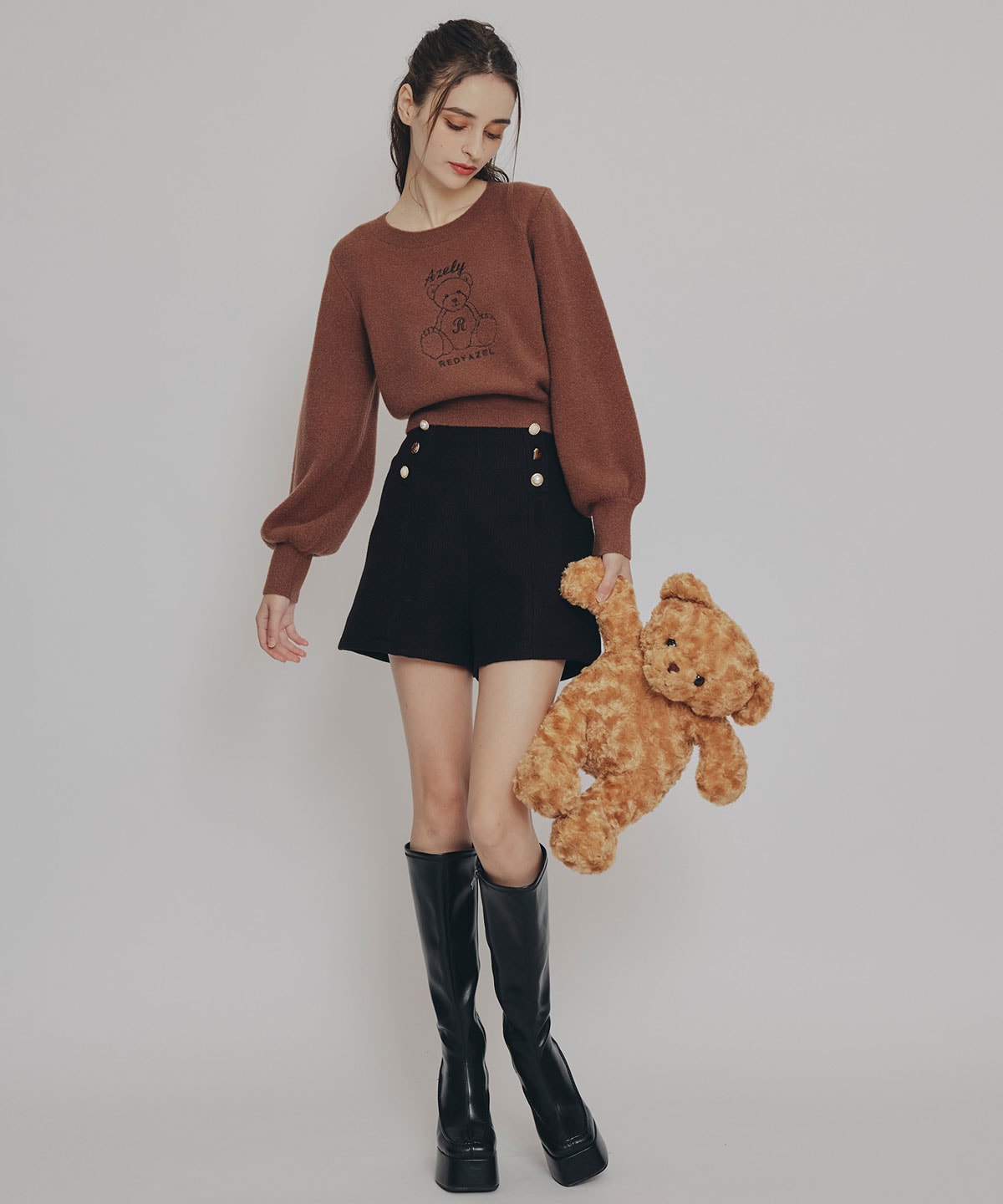 ハイウエストマルチボタンショートパンツ