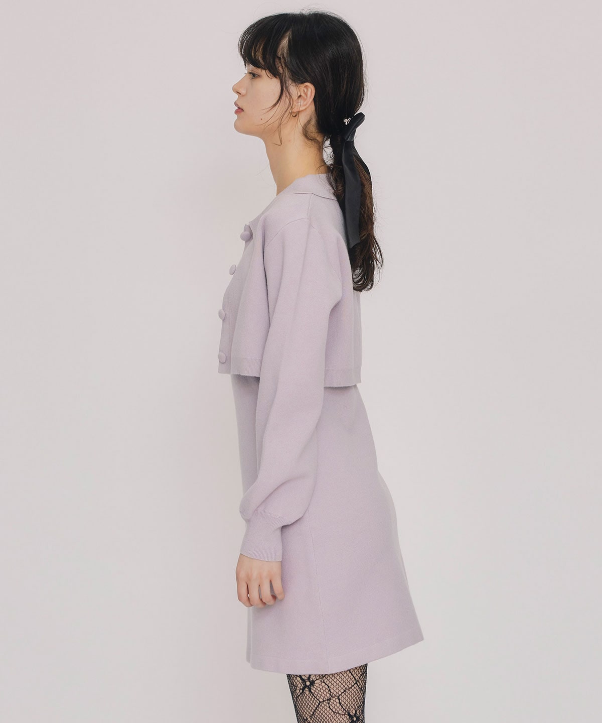 クラシカルニットカーディガン×キャミソールニットワンピースセットアップ