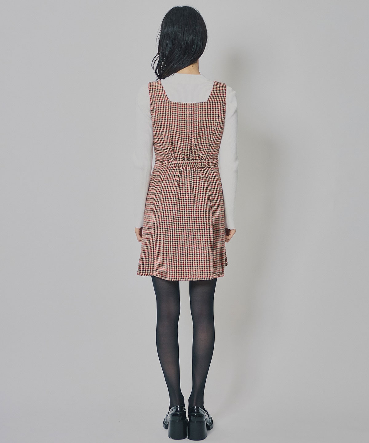 ハウンドトゥースショートジャケット×ミニワンピース