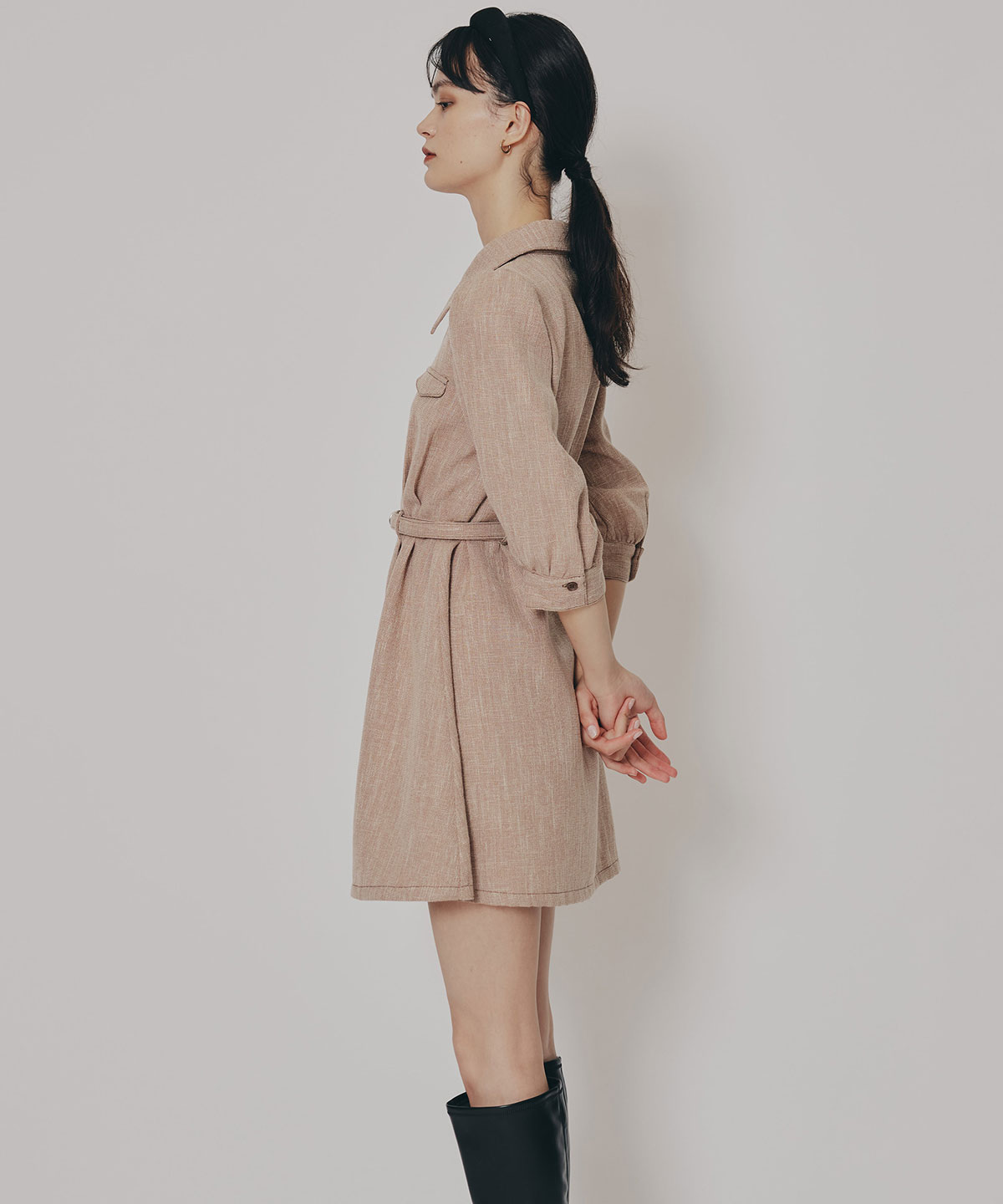 カラーミックスフロントZIPワンピース