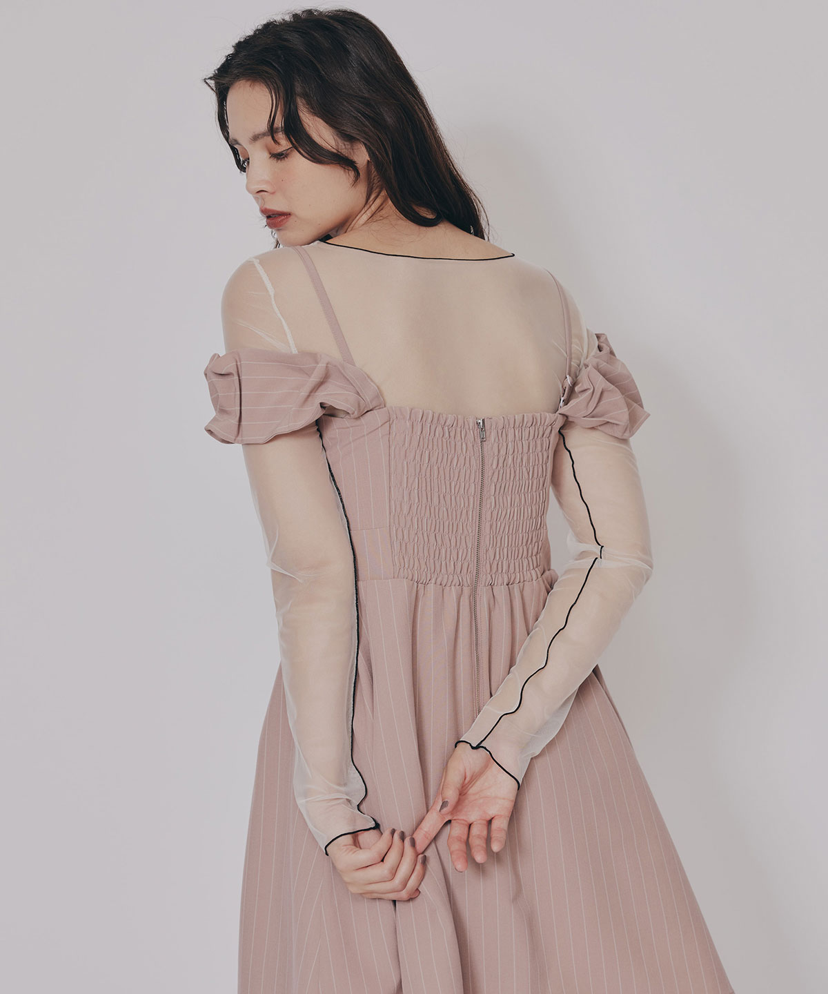 ストライプ2WAYフレアミニワンピース