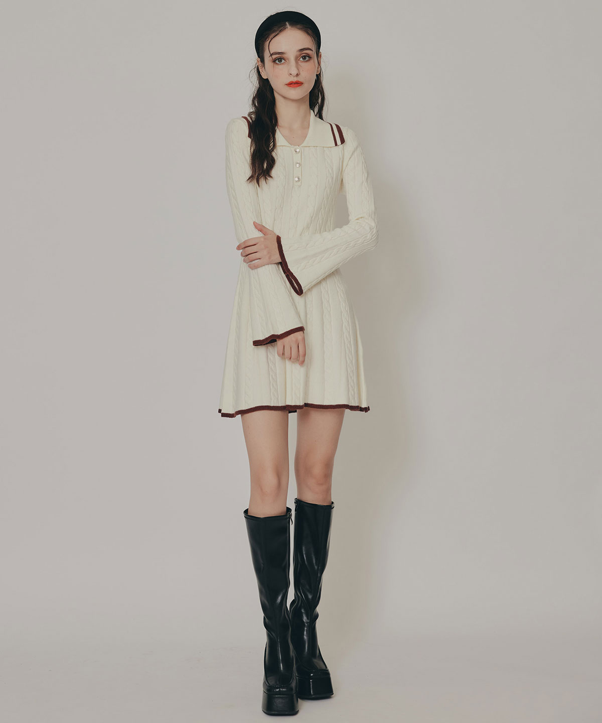 ラインケーブルミニニットワンピース