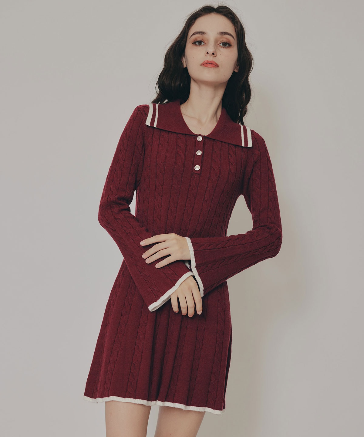 ラインケーブルミニニットワンピース