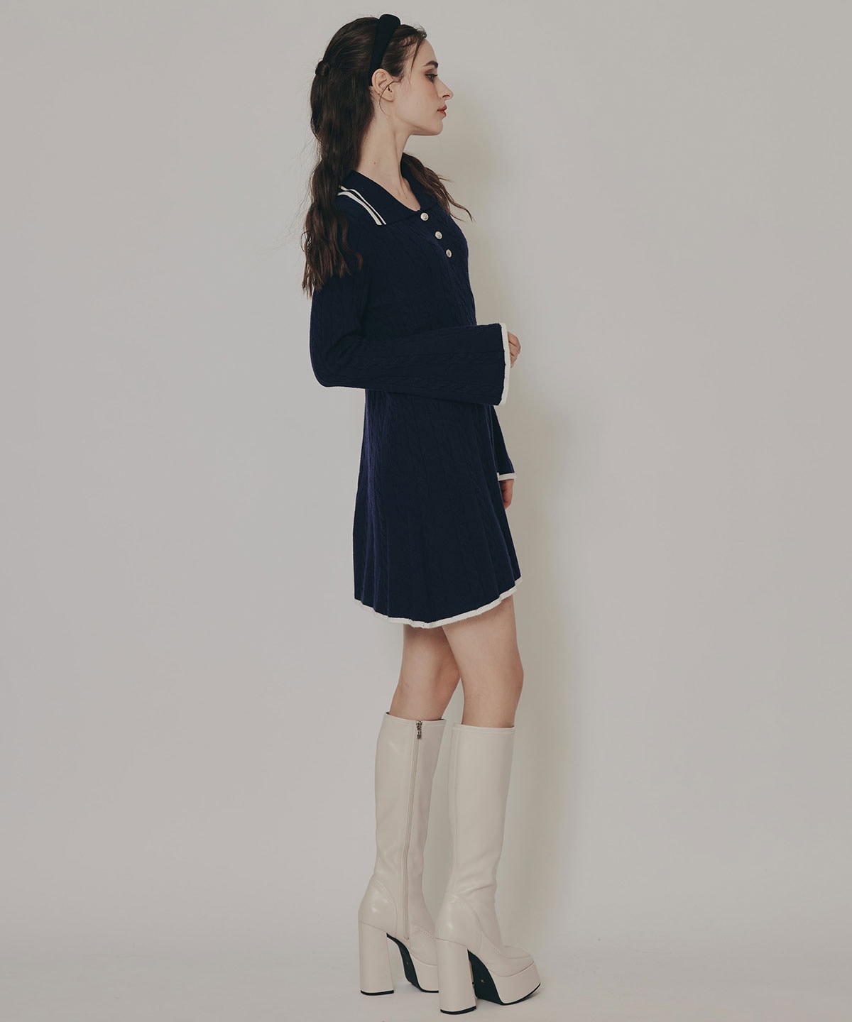 ラインケーブルミニニットワンピース