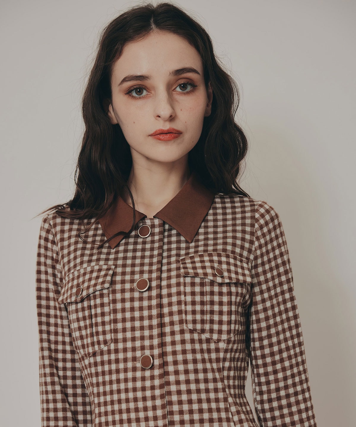 チェックバイカラーカットミニワンピース