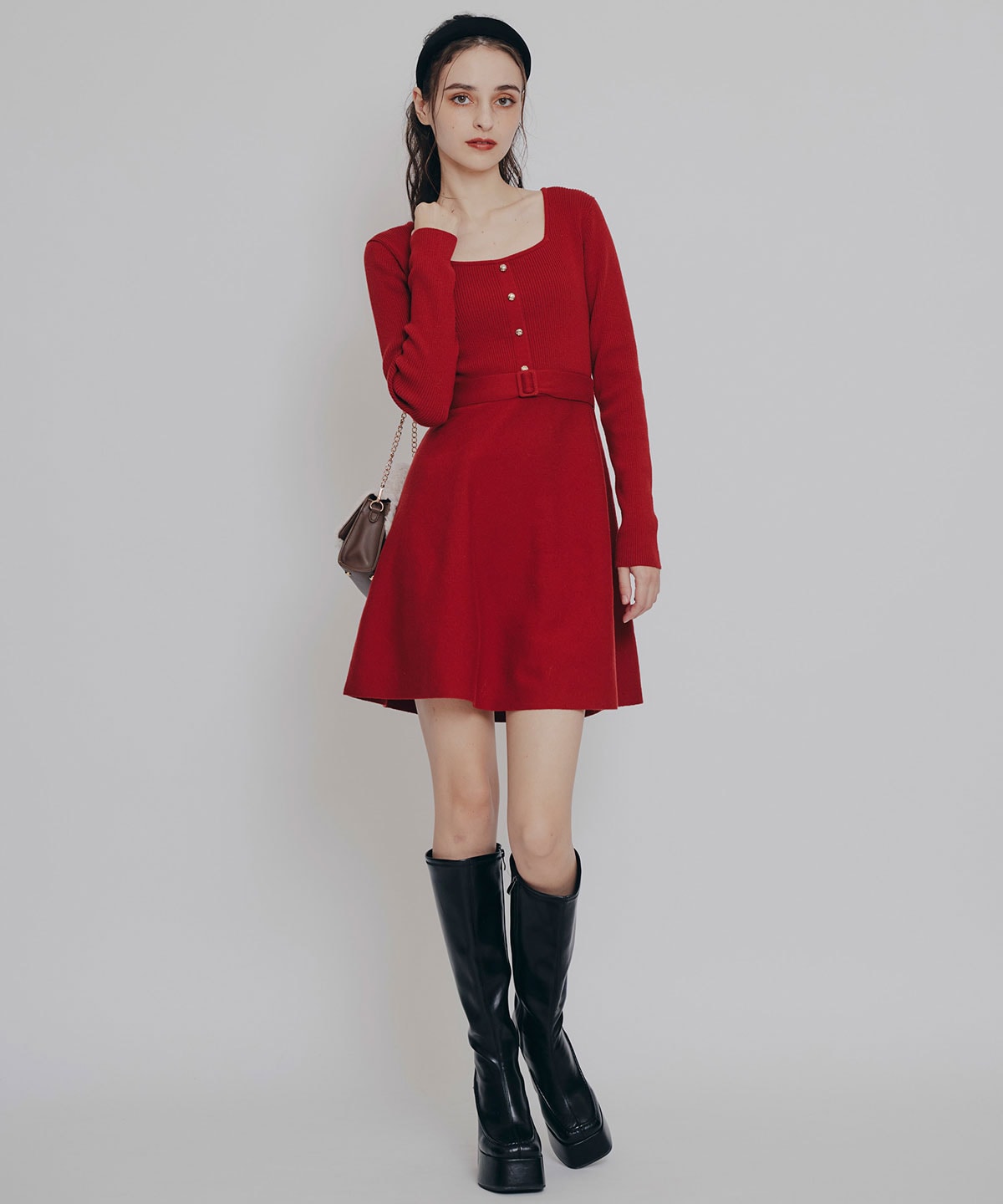 ケープSETニットフレアミニワンピース