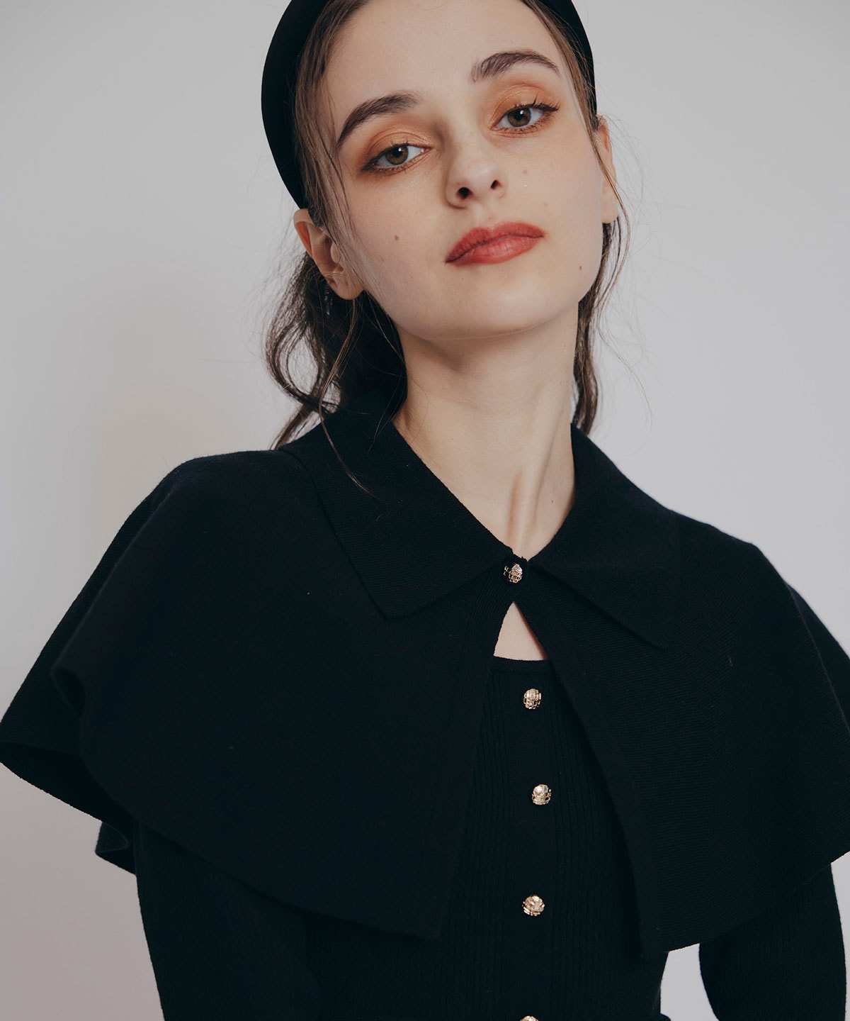 ケープSETニットフレアミニワンピース