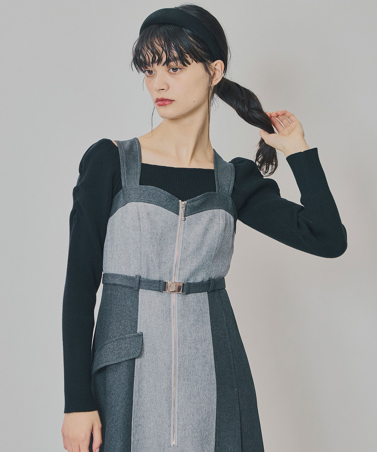 フロントジップバイカラージャンスカ