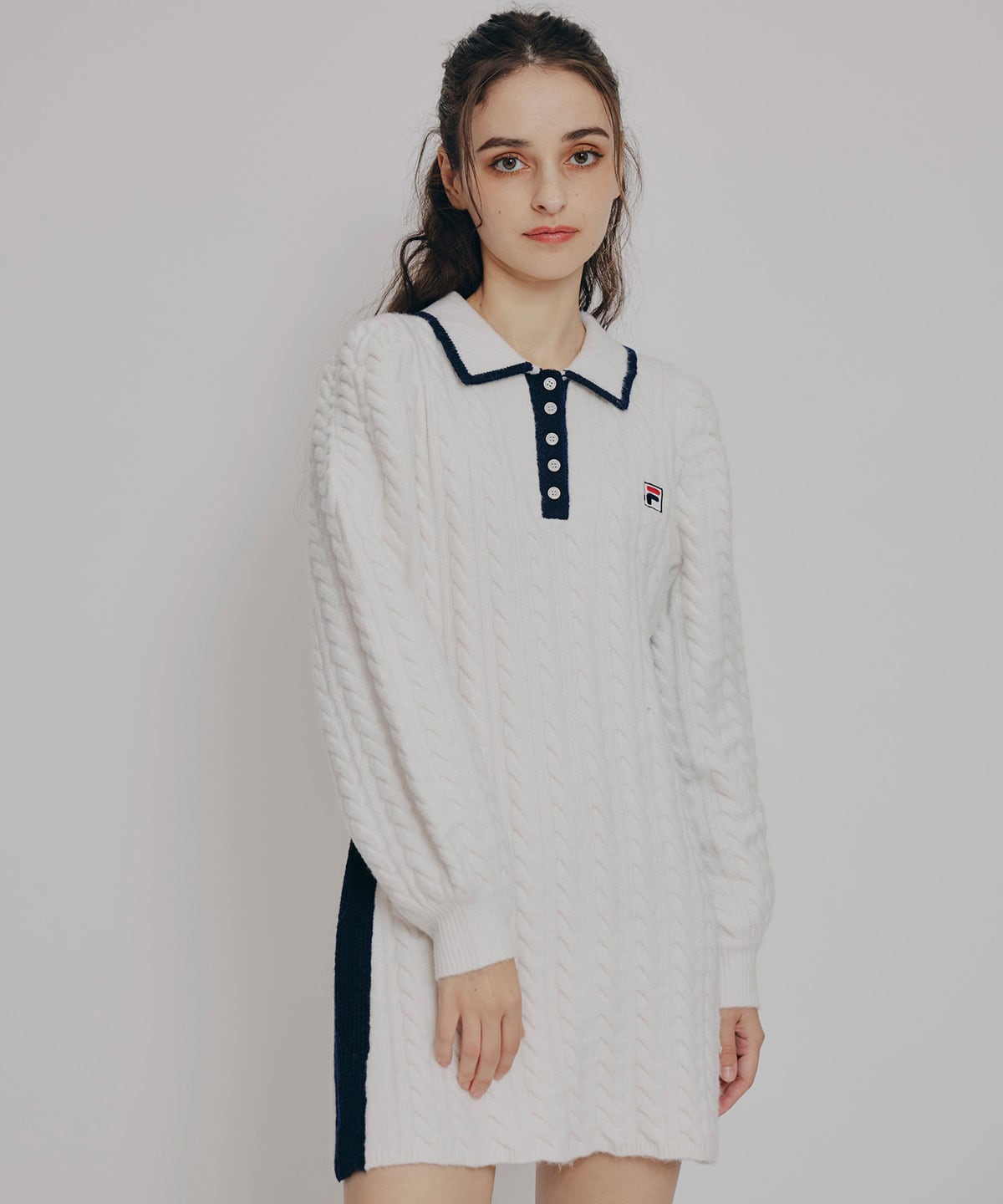 ［FILA×REDYAZEL］ケーブルニットポロミニワンピース